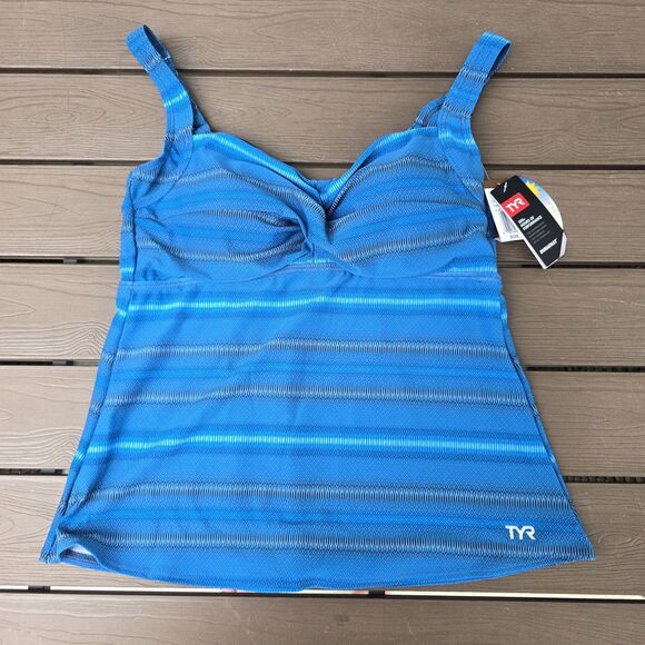 TYR Durafast Elite Women Storm Tramonto Twisted Bra Swim Tankini SZ 12 New - Picture 1 of 3